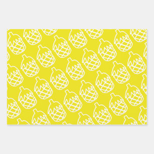 Yellow pineapple cute design wrapping paper sheet