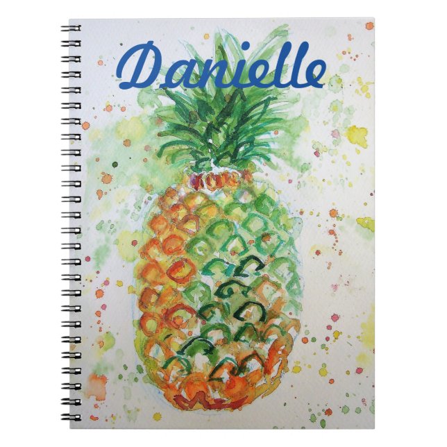 Yellow Pineapple Fruit Beachy girls name Notebook (Front)