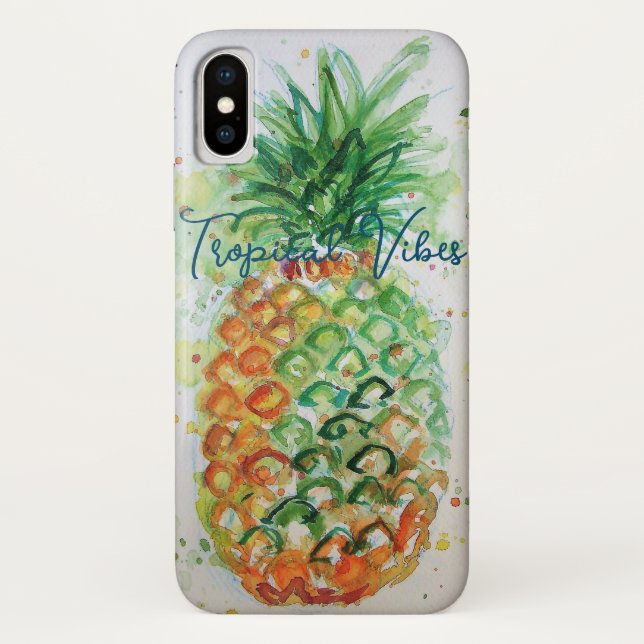 Yellow Pineapple Fruit Beachy Tropical Vibes Case-Mate iPhone Case (Back)