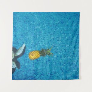 Yellow pineapple fruit tapestry