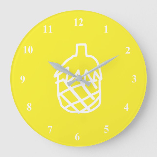 Yellow pineapple modern simple outline design large clock (Front)