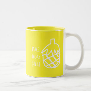 Yellow pineapple modern simple outline design Two-Tone coffee mug