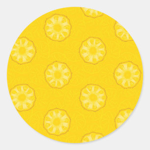 Yellow Pineapple Slices Pattern Classic Round Sticker
