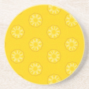 Yellow Pineapple Slices Pattern Coaster