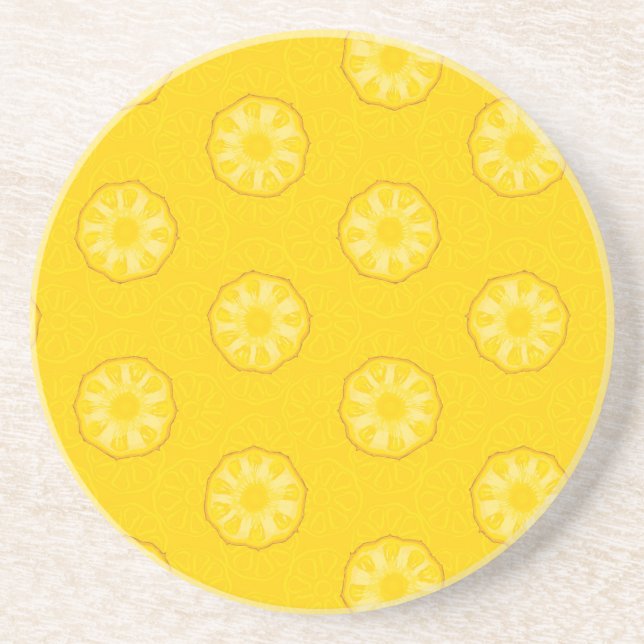 Yellow Pineapple Slices Pattern Coaster (Front)