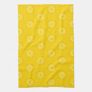 Yellow Pineapple Slices Pattern Tea Towel