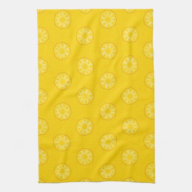 Yellow Pineapple Slices Pattern Tea Towel (Vertical)