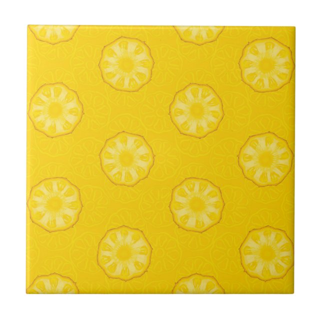 Yellow Pineapple Slices Pattern Tile (Front)
