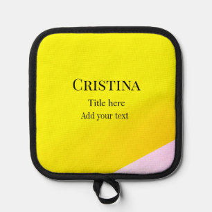 Yellow pink abstract add name title text pattern p pot holder