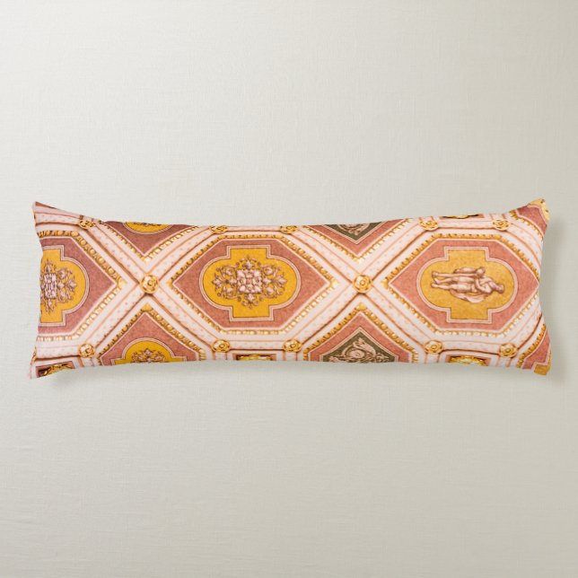 Yellow Pink Abstract Ceiling Body Cushion (Front)