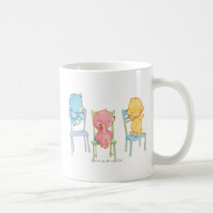 Yellow, Pink, and Blue Bears on Chairs Coffee Mug