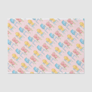 Yellow, Pink, and Blue Bears on Chairs Tissue Paper