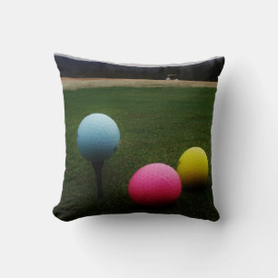 YELLOW, PINK AND BLUE Golf Balls Cushion