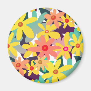 Yellow, pink and orange flowers magnet