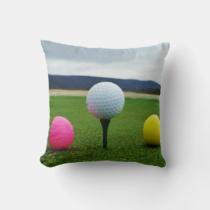 YELLOW, PINK AND WHITE Golf Balls Cushion