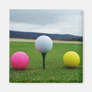 YELLOW, PINK AND WHITE  Golf Balls Magnet