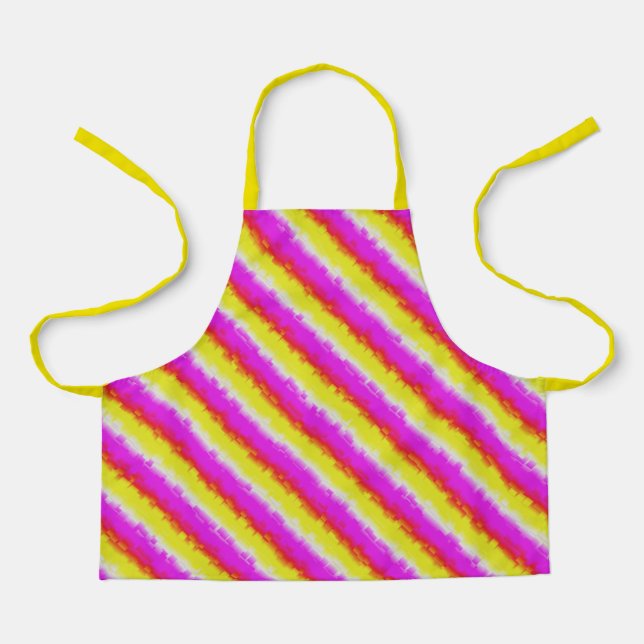 Yellow Pink Artdeco Rainbow Stripes Apron (Front)