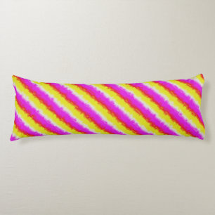 Yellow Pink Artdeco Rainbow Stripes Body Cushion