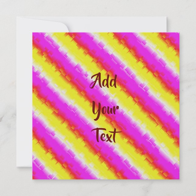 Yellow Pink Artdeco Rainbow Stripes Card (Front)