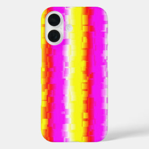 Yellow Pink Artdeco Rainbow Stripes iPhone 16 Case