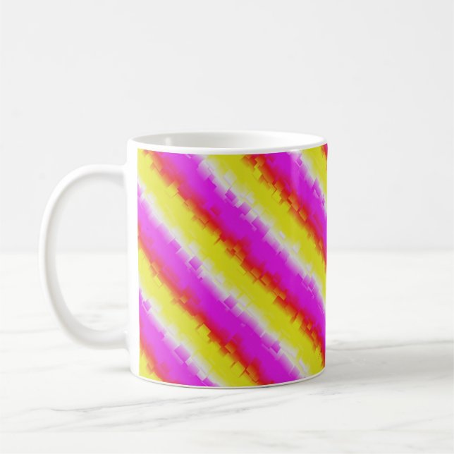 Yellow Pink Artdeco Rainbow Stripes Coffee Mug (Left)