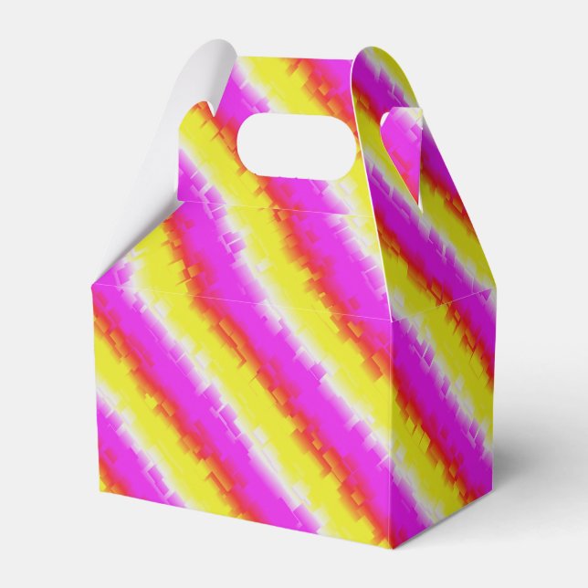 Yellow Pink Artdeco Rainbow Stripes Favour Box (Front Side)
