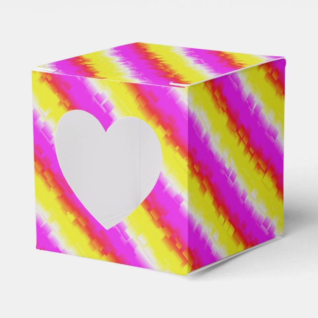 Yellow Pink Artdeco Rainbow Stripes Favour Box (Front Side)