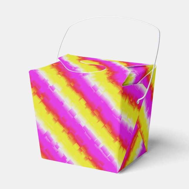 Yellow Pink Artdeco Rainbow Stripes Favour Box (Front Side)