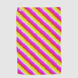 Yellow Pink Artdeco Rainbow Stripes Golf Towel