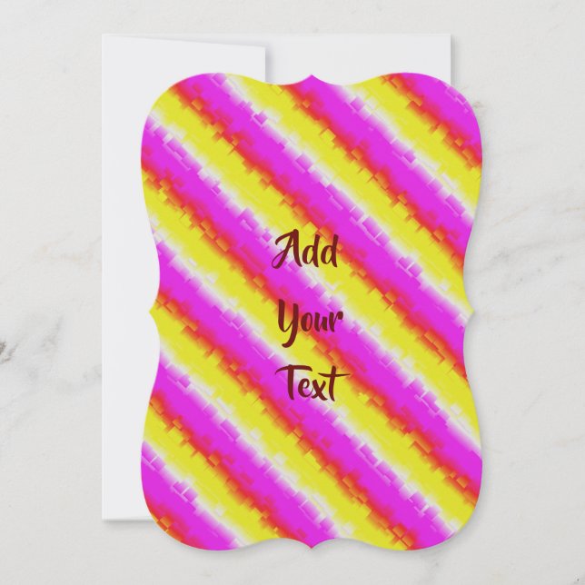 Yellow Pink Artdeco Rainbow Stripes Invitation (Front)