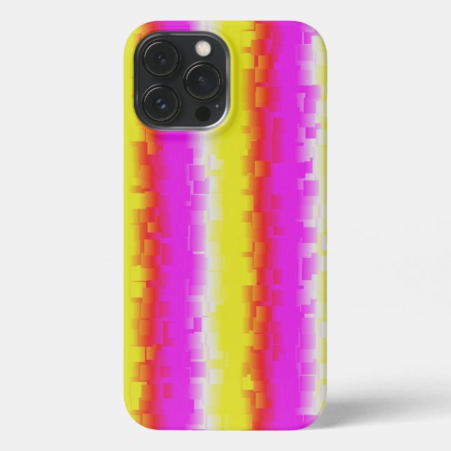 Yellow Pink Artdeco Rainbow Stripes iPhone Case (Back)