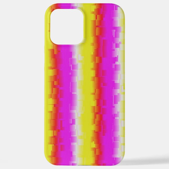 Yellow Pink Artdeco Rainbow Stripes iPhone Case (Back)