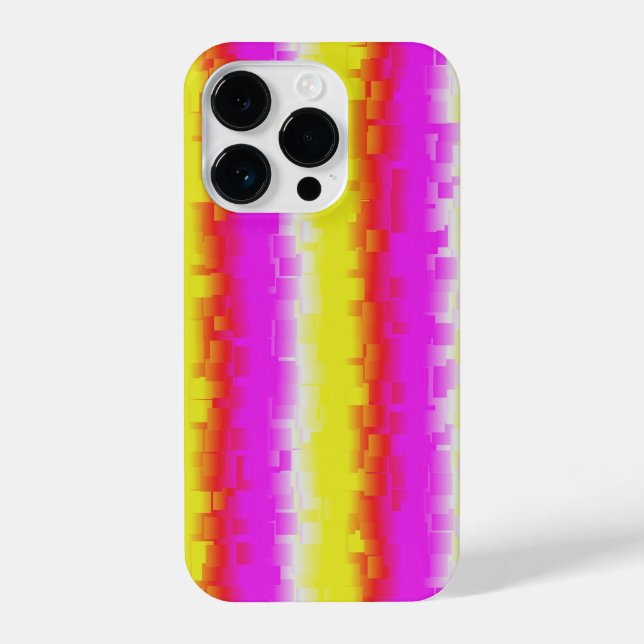 Yellow Pink Artdeco Rainbow Stripes iPhone Case (Back)
