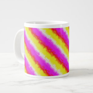 Yellow Pink Artdeco Rainbow Stripes Large Coffee Mug