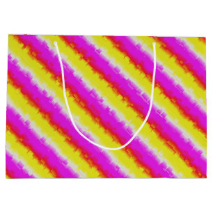 Yellow Pink Artdeco Rainbow Stripes Large Gift Bag