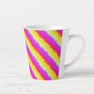 Yellow Pink Artdeco Rainbow Stripes Latte Mug