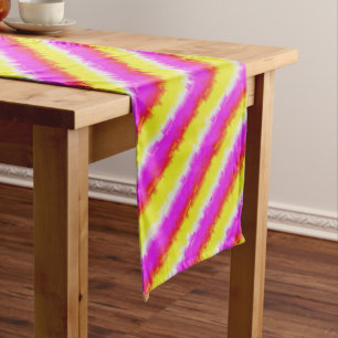 Yellow Pink Artdeco Rainbow Stripes Long Table Runner