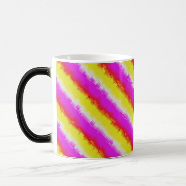 Yellow Pink Artdeco Rainbow Stripes Magic Mug (Left)