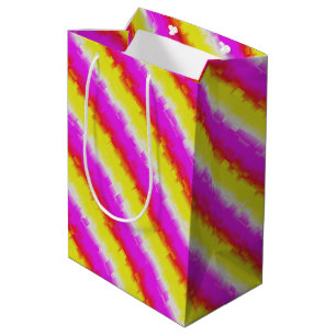 Yellow Pink Artdeco Rainbow Stripes Medium Gift Bag