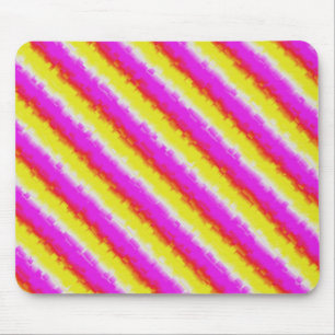 Yellow Pink Artdeco Rainbow Stripes Mouse Mat
