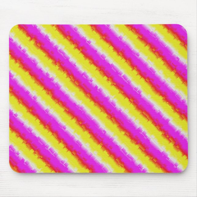Yellow Pink Artdeco Rainbow Stripes Mouse Mat (Front)