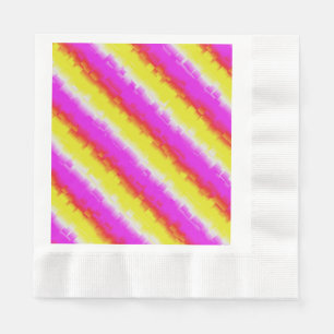 Yellow Pink Artdeco Rainbow Stripes Napkin