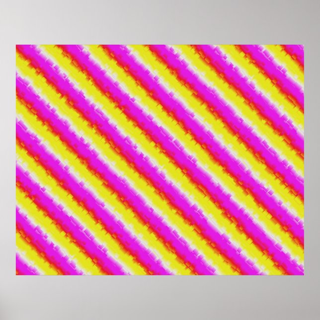 Yellow Pink Artdeco Rainbow Stripes Poster (Front)