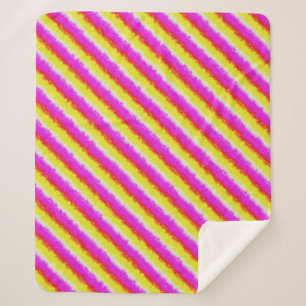 Yellow Pink Artdeco Rainbow Stripes Sherpa Blanket