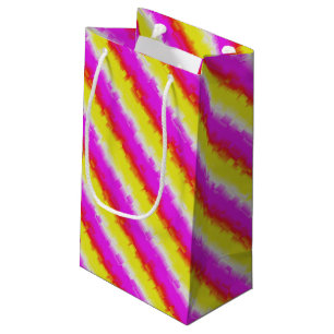 Yellow Pink Artdeco Rainbow Stripes Small Gift Bag