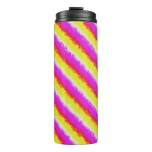 Yellow Pink Artdeco Rainbow Stripes Thermal Tumbler