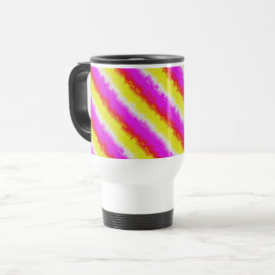 Yellow Pink Artdeco Rainbow Stripes Travel Mug