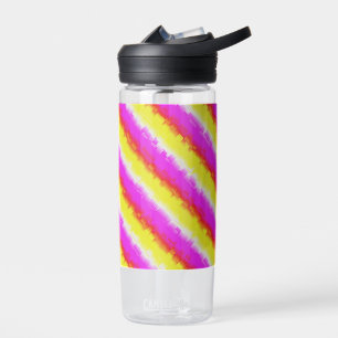 Yellow Pink Artdeco Rainbow Stripes Water Bottle