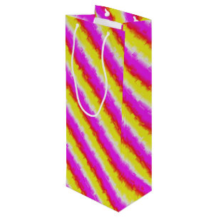 Yellow Pink Artdeco Rainbow Stripes Wine Gift Bag