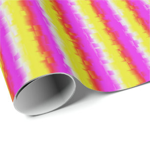 Yellow Pink Artdeco Rainbow Stripes Wrapping Paper